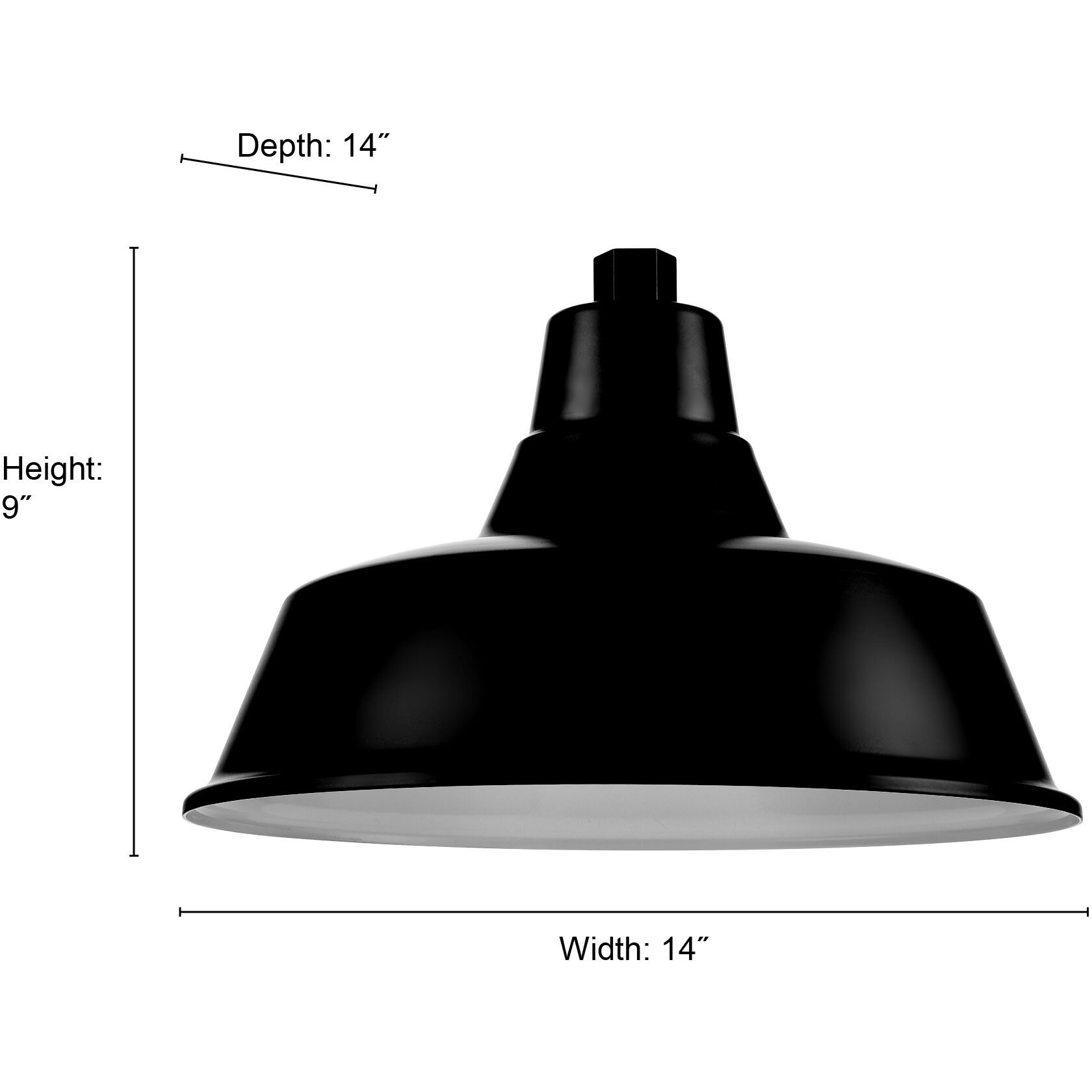 R Series Satin Black 14 inch Classic Warehouse Shade